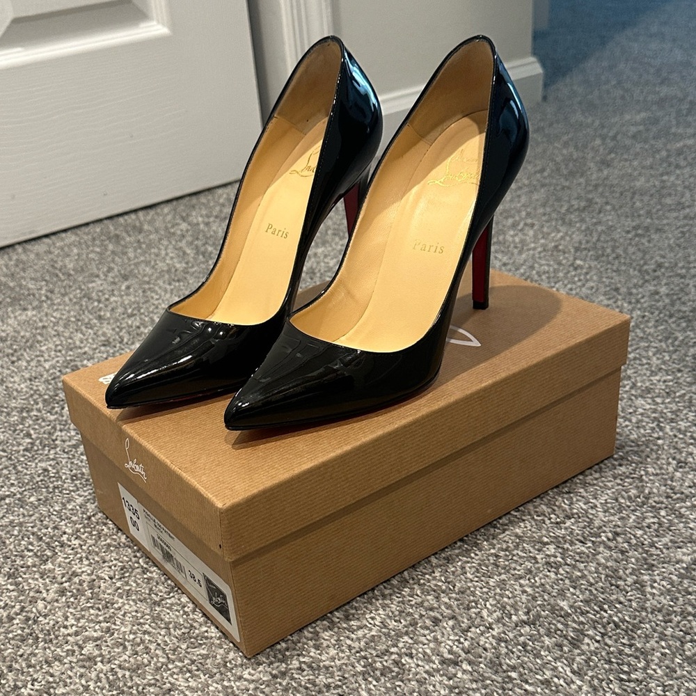 Christian Louboutin Black Patent Leather Pumps - Pigalle 100